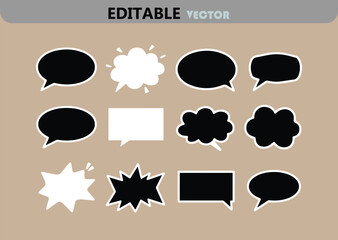 Poster - Collection of Speech Bubbles and Thought Bubbles in Various Shapes and Styles Perfect for Adding Dialogue or Thoughts to Designs and Illustrations