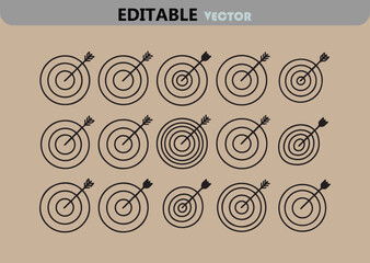 Poster - seamless pattern of black target icons with arrows on a light brown background representing accuracy