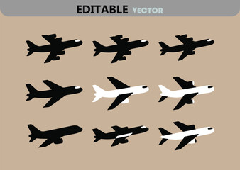 Poster - aviation pattern with black and white airplanes vector illustration travel and transportation theme 