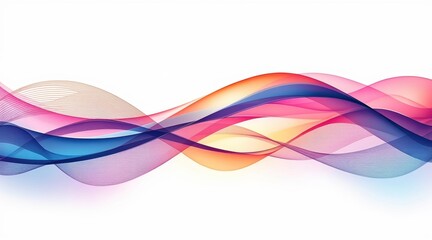 Poster - Colorful abstract waves intertwine on a white background, creating a dynamic and modern visual effect.