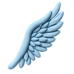 Poster - A single light blue wing with feather details isolated against a black background in a studio shot isolated on transparent background