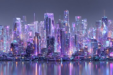 Poster - The concept of a digital landscape known as cyberspace city metaverse with a futuristic background, from a stock perspective