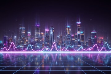 Poster - Innovative 3D rendering of a vibrant purple metaverse space backdrop representing abstract worlds and creative concepts