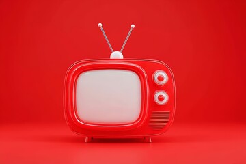 A classic television on a bold red background, generated using Ai technology