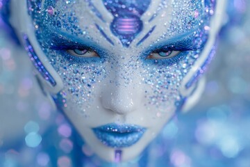 Poster - enables the blending of female faces with AI robotics, resulting in a futuristic metaverse concept that represents a new reality