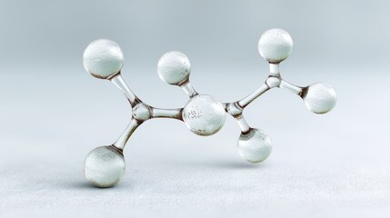 Poster - Abstract Molecular Structure White Spheres and Brown Rods on Gray Surface