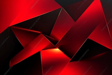 Poster - Black red abstract modern background for design. 3d effect. Geometric shape. Gradient. Diagonal lines, triangles. Light and shadow. Fiery red color. Glow.