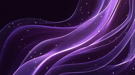 Poster - Ethereal purple waves of light and sparkling particles create a mesmerizing abstract design. The image evokes a sense of fantasy and cosmic beauty.