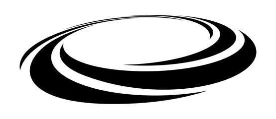 Aufkleber - Rotating art lines in circle shape as symbol, logo or icon. Design element with perspective view.
