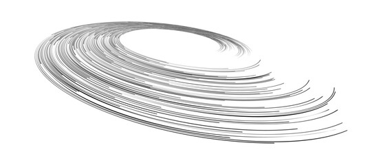 Aufkleber - Spiral with black speed lines as dynamic abstract vector background or logo or icon. Artistic illustration with perspective on white background.