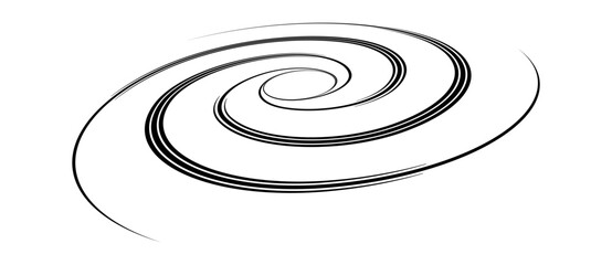 Aufkleber - Spiral with black speed lines as dynamic abstract vector background or logo or icon. Artistic illustration with perspective on white background.