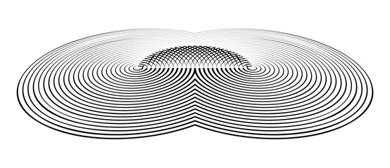 Aufkleber - Two circles in a spiral or infinity symbol. Art lines illustration as logo or tattoo, icon. Perspective view with distortion.