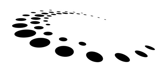 Aufkleber - Abstract halftone dotted circle advertising background or design element. Optical illusion effect. Creative halftone spiral polka dots vector in perspective view.