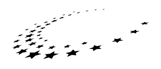 Poster - Abstract background with stars in circle. Art design spiral as logo or icon. A black figure on a white background. Perspective view with distortion.