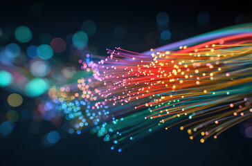 Poster - Colorful light trails create vibrant display of energy and motion, showcasing beauty of technology and innovation