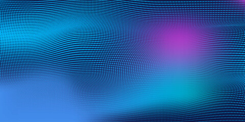 Poster - Modern light point Hi-tech digital technology concept. High tech computer illustration with purple and dark blue gradient background