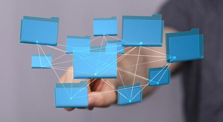 Aufkleber - Visual representation of interconnected digital files and folders.  Ideal for data management, cloud storage, and network concepts.