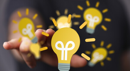 Aufkleber - Bright ideas, creative thinking, innovation, solutions, brainstorming, lightbulb, concept, inspiration, success, strategy, vision, future, growth, developm