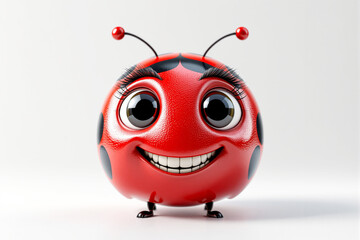 Poster - Cute smiling ladybug character with big eyes and expressive face.