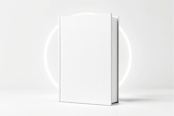 Poster - Blank white book mockup standing upright on a light background.