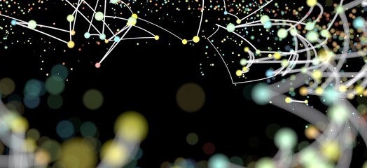 Aufkleber - colorful abstract background with glowing dots connected by lines, representing network, technology,