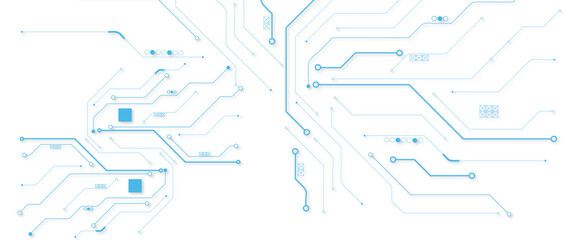 Abstract digital technology futuristic internet network speed connection white and blue background. Technology background with crossed lines and dots.