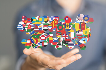 Fototapete - Diverse flags symbolize global collaboration, international partnerships, and worldwide unity.