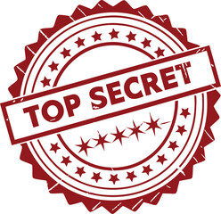 Fototapete - Top Secret Vector Stamp Icon with Stars, Grunge Texture and Dark Red Color.