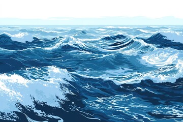 Naklejka na meble Pixelated Ocean Waves Panorama