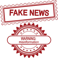 Fototapete - Red rubber stamps, fake news, circular seal illustration