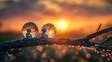 Wall Mural - serene sunset reflection outdoor nature scene macro photography tranquil environment artistic viewpo
