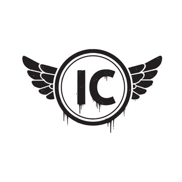 Imum Coeli IC Icon with Stencil Dripping Paint Black and White V