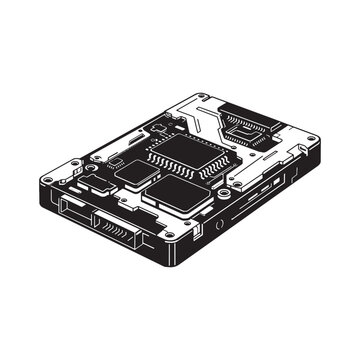 Cyberpunk Solid State Drive Vector Illustration for Merchandise