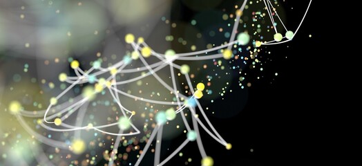 Aufkleber - abstract image of a network connection with colorful nodes and lines. ideal for technology, science,