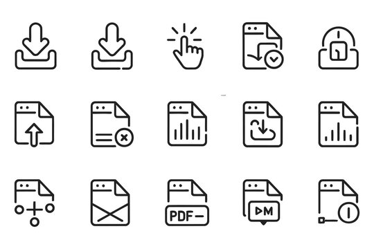 Download set of web in line style icons vector illustration isolated on white background.