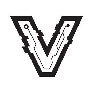 Cyberpunk Volt V Icon Vector Illustration for Apparel and Mercha