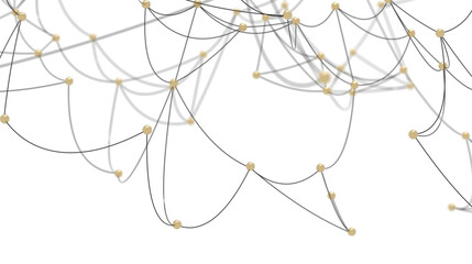 Aufkleber - Abstract Network with Golden Spheres and Lines
