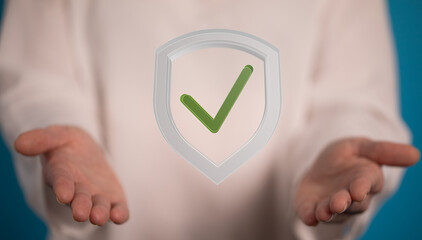 Aufkleber - Image of a shield with a checkmark, symbolizing security, safety, and data protection.