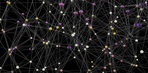 Poster - Abstract image of a complex network with interconnected nodes. Ideal for technology, connection, and network concepts.