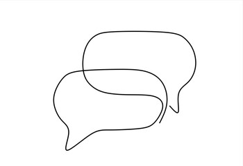 Fototapete - Speech Bubble Single Line Icon. One continuous line drawing of Speech bubble. Chat cloud and thought dialogue symbol in simple linear style. Comic text comment concept in editable stroke