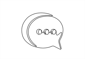 Fototapete - Speech Bubble Single Line Icon. One continuous line drawing of Speech bubble. Chat cloud and thought dialogue symbol in simple linear style. Comic text comment concept in editable stroke