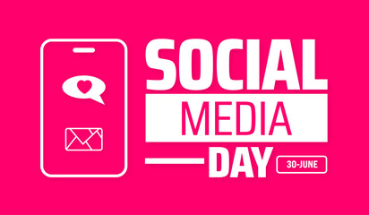 Wall Mural - social media day background banner or poster design template. observed every year in june. holiday c