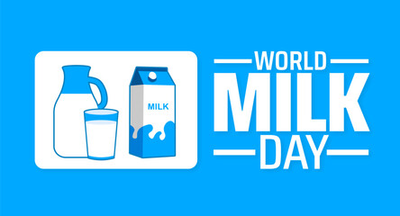 Wall Mural - world milk day geometric shape pattern background banner or poster design template. observed every y