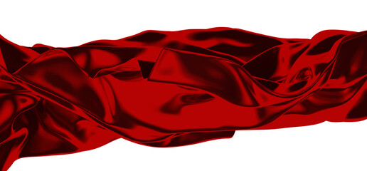 Poster - A close-up of a red satin fabric draped against a black background