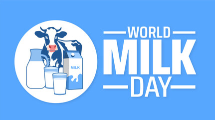 Wall Mural - world milk day geometric shape pattern background banner or poster design template. observed every y