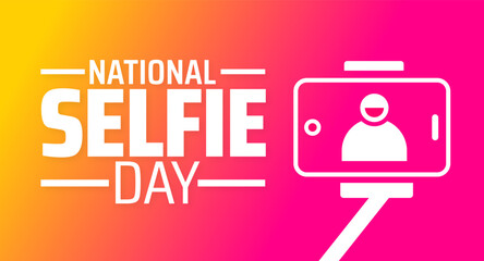 Wall Mural - national selfie day background banner or poster design template. observed every year in june. holida