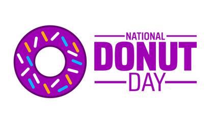 Wall Mural - national donut day background banner or poster design template. observed every year in june. holiday
