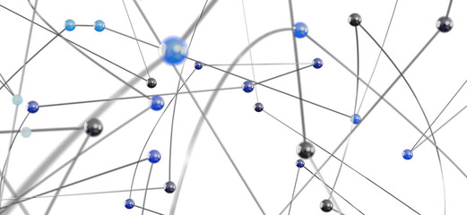 Aufkleber - 3D rendering of interconnected nodes, representing global network, communication, or data flow.