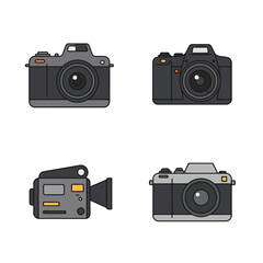 Aufkleber - camera icon set. photo camera in flat style. vector