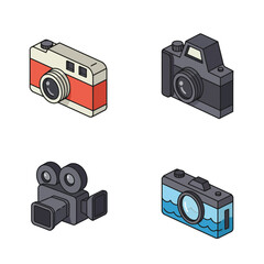 Aufkleber - camera icon set. photo camera in flat style. vector